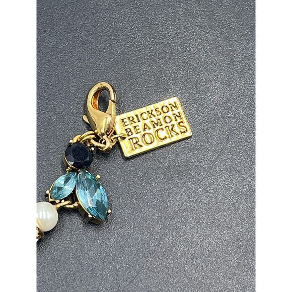 Erickson Beamon Rocks Blue Multicolor Rhinestone Faux Pearl Bracelet NWOT - Picture 5 of 9